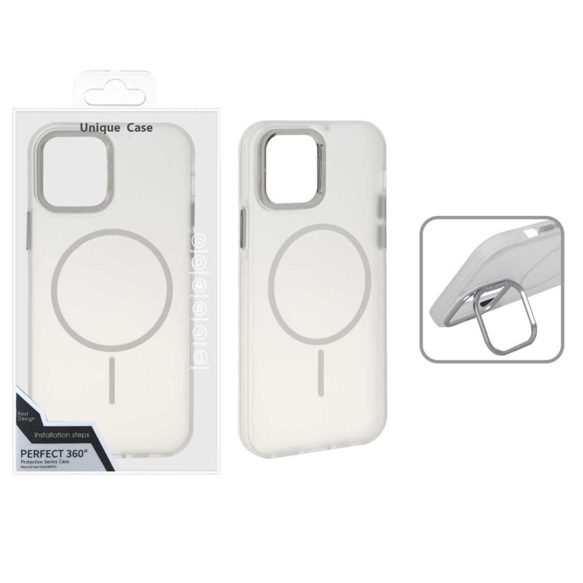 قاب Bracket Lens مات MagSafe لنز استندشو Apple iPhone 12 Pro / iPhone 12 - سفید (پک دار) - تصویر 1