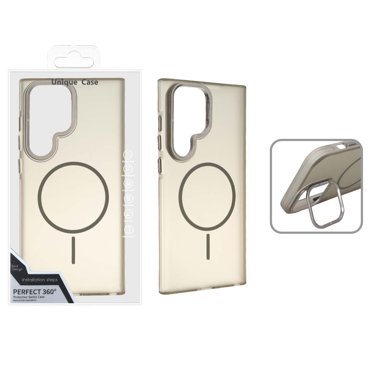 1560050 قاب Bracket Lens مات MagSafe لنز استندشو Samsung Galaxy S23 Ultra - خاکستری (پک دار) - تصویر 1