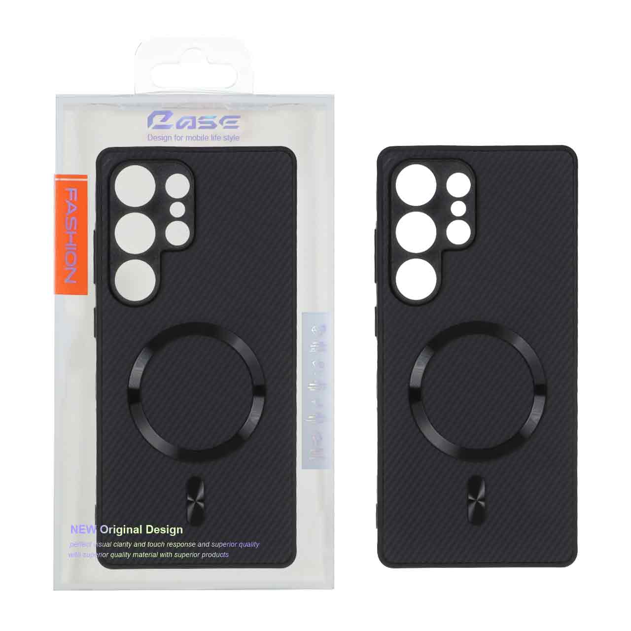 1560052 قاب هاشور MagSafe فلزی برجسته محافظ لنزدار Samsung Galaxy S25 Ultra - مشکی (پک دار) - تصویر 1