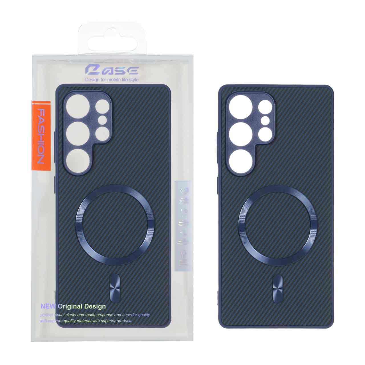 1560054 قاب هاشور MagSafe فلزی برجسته محافظ لنزدار Samsung Galaxy S25 Ultra - سرمه ای (پک دار) - تصویر 1