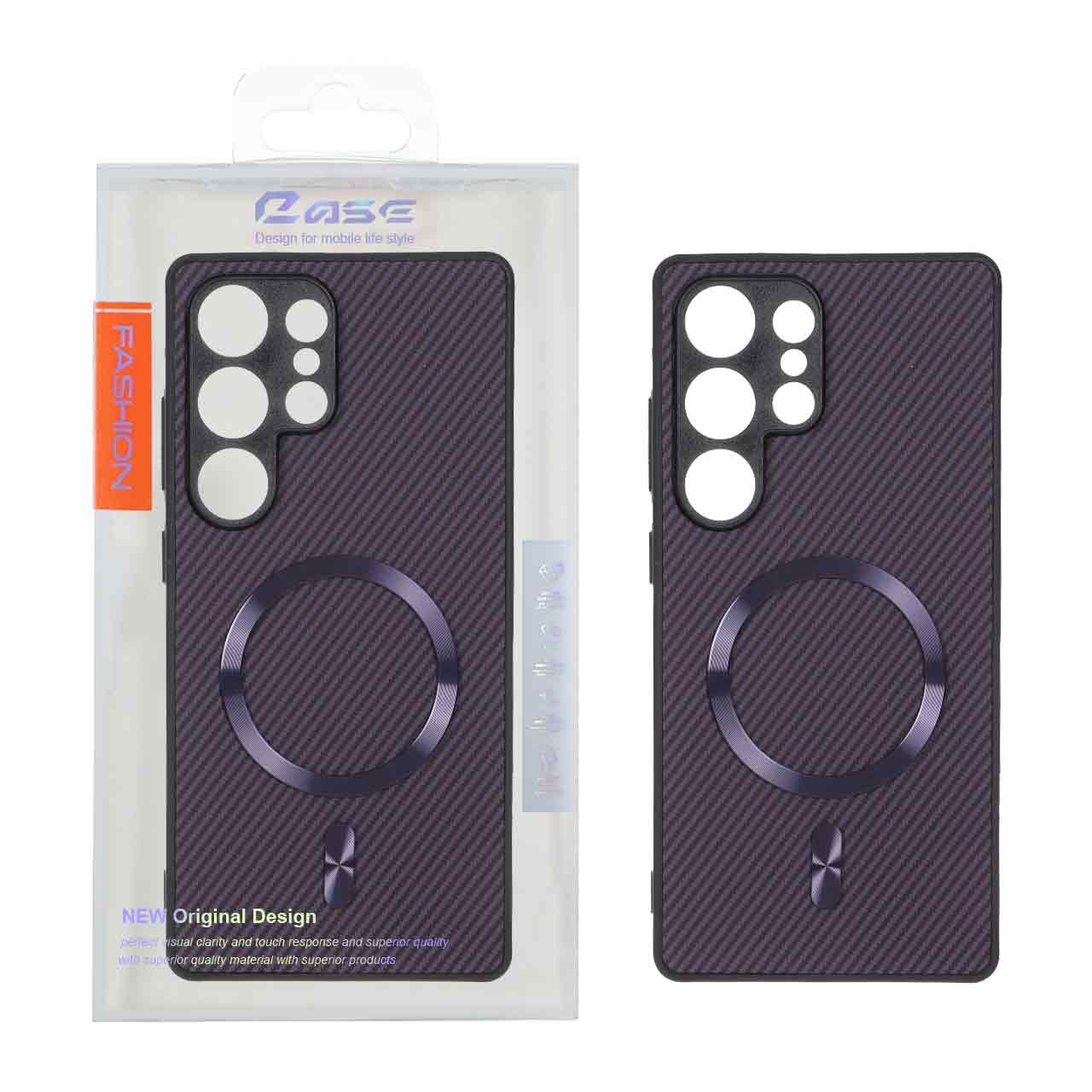 1560056 قاب هاشور MagSafe فلزی برجسته محافظ لنزدار Samsung Galaxy S25 Ultra - بنفش (پک دار) - تصویر 1
