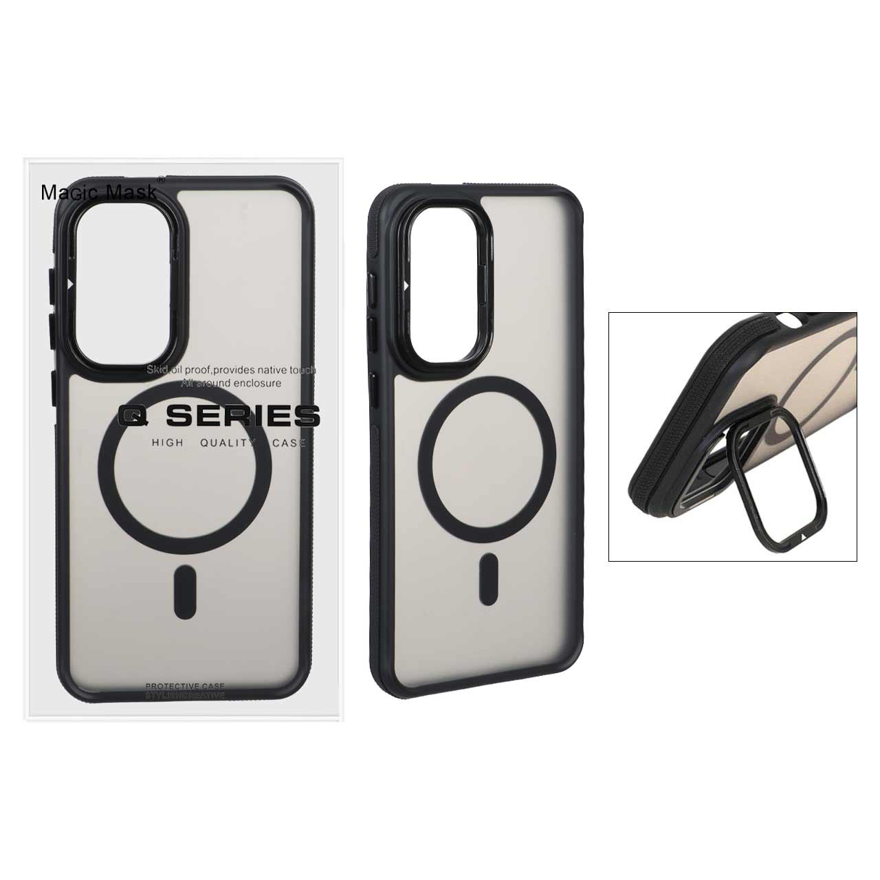 1561028 قاب Q Series مات MagSafe استندشو Samsung Galaxy S25 FE - مشکی (پک دار) - تصویر 1