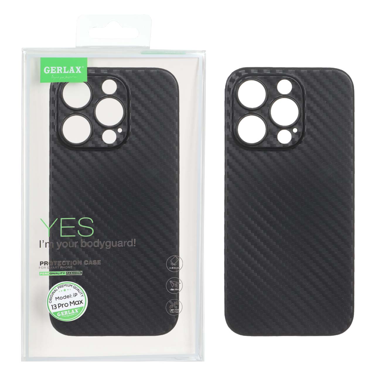 1561228 قاب GERLAX مات طرح کربن Apple iPhone 15 Pro - مشکی - تصویر 1