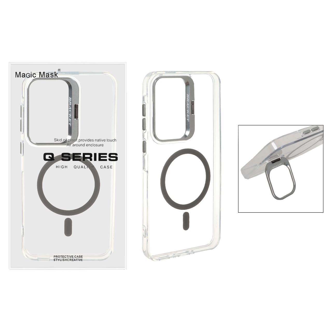 1562812 قاب اورجینال Q Series Bracket کریستالی Magsafe لنز استندشو مدل Samsung Galaxy A56 / A36 - خاکستری (پک دار) - تصویر 1