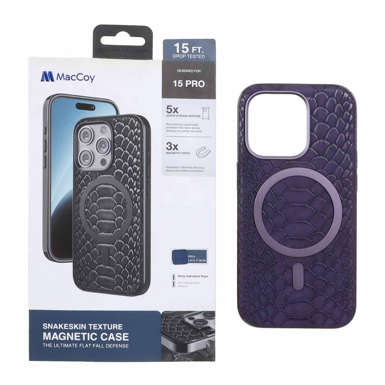 1562932 قاب اورجینال MacCoy چرمی پوست ماری MagSafe مدل Apple iPhone 14 Pro - بنفش (پک دار) - تصویر 1