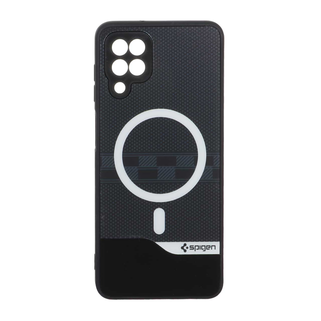 1563810 قاب Spigen دو تکه طرح مگ سیف محافظ لنزدار Samsung Galaxy A12 / M12 / F12 - مشکی - تصویر 1