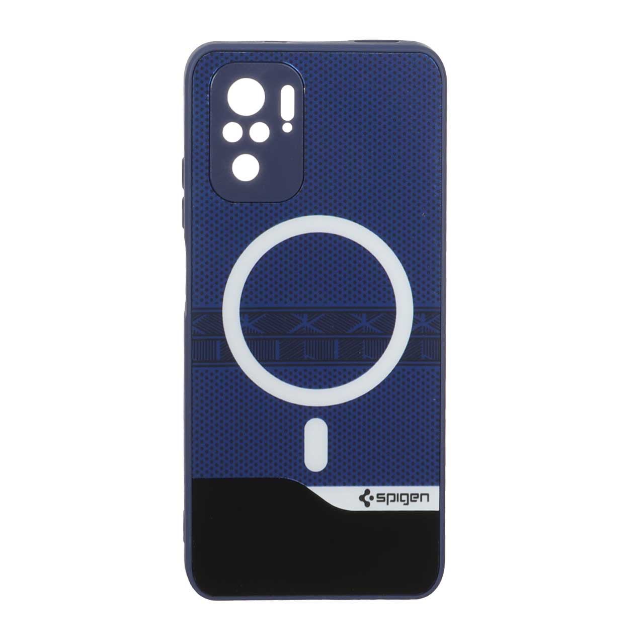 1563914 قاب Spigen دو تکه طرح مگ سیف محافظ لنزدار Xiaomi Redmi Note 10 4G / Redmi Note 10S / Poco M5S - آبی کاربنی - تصویر 1