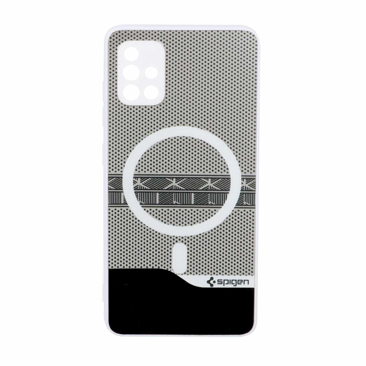 1563926 قاب Spigen دو تکه طرح مگ سیف محافظ لنزدار Samsung Galaxy A51 / M40s - سفید - تصویر 1