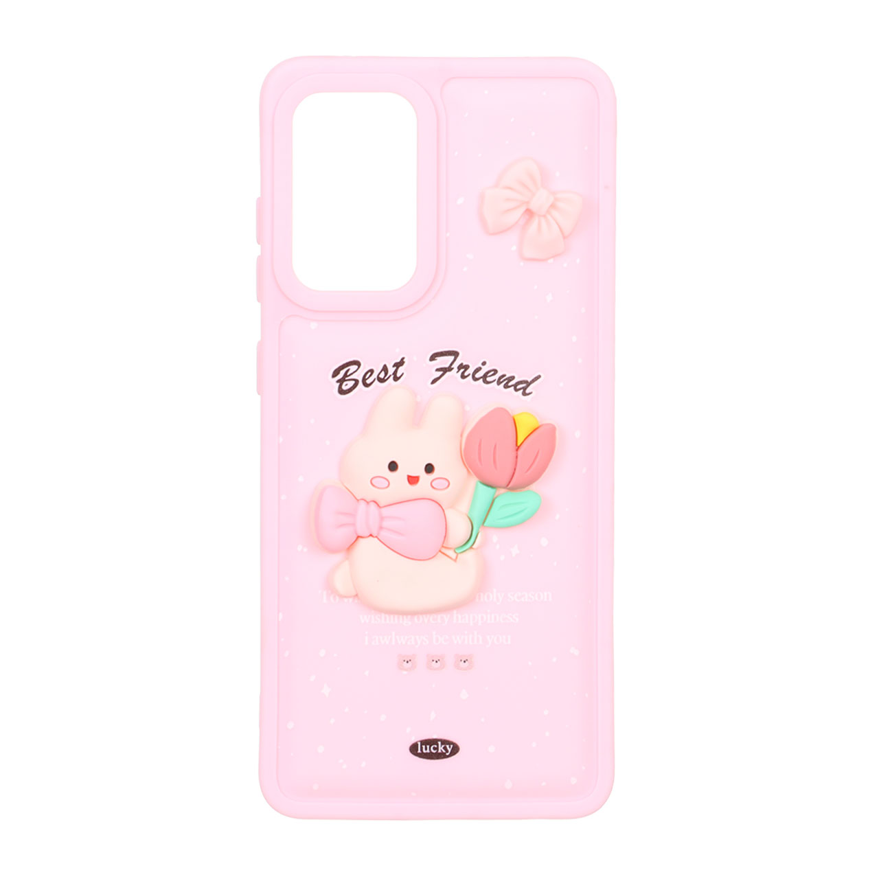 1564888 قاب پافر ساده Lucky عروسک خمیری Samsung Galaxy A52 / A52s - صورتی - تصویر 1