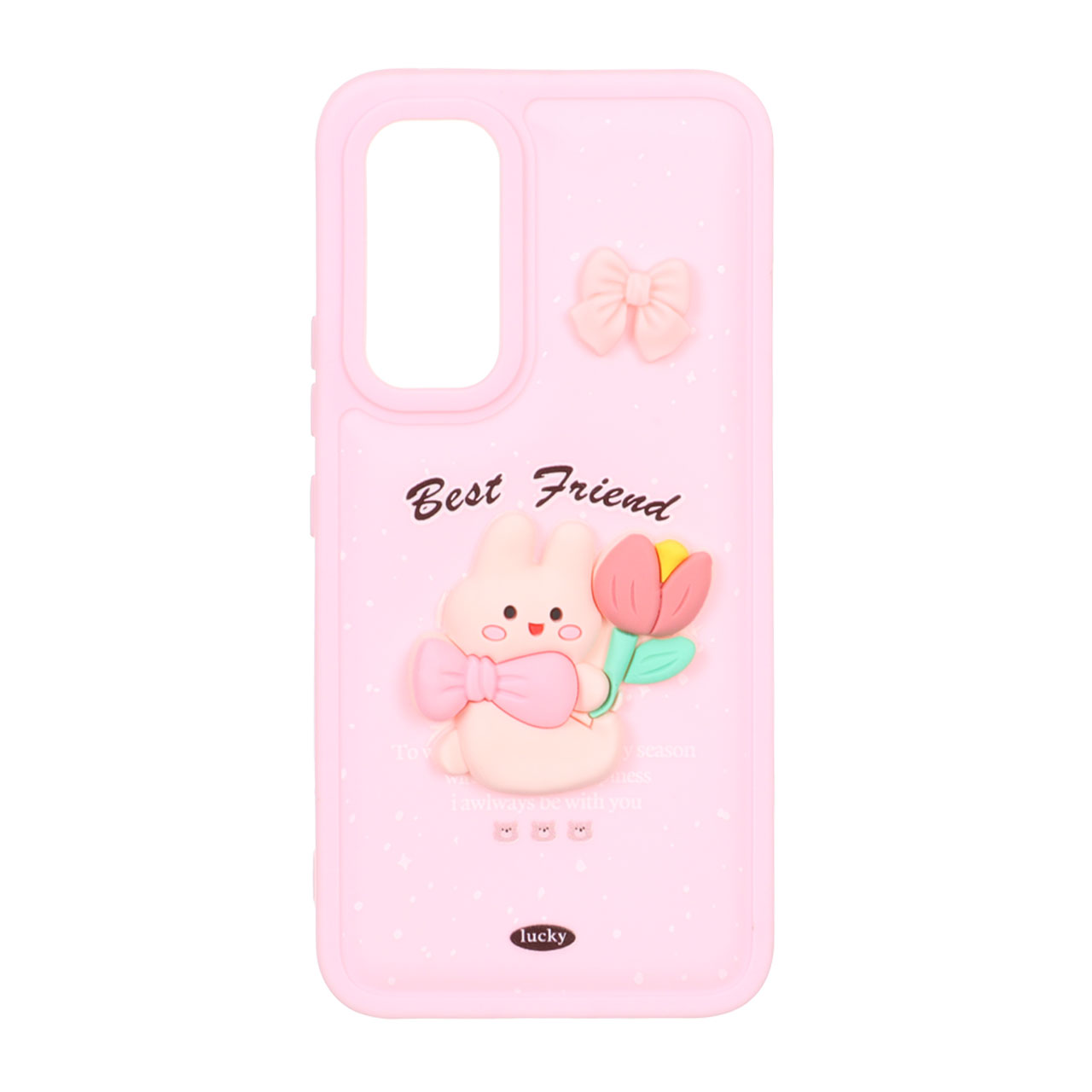 1564948 قاب پافر ساده Lucky عروسک خمیری Samsung Galaxy A54 - صورتی - تصویر 1