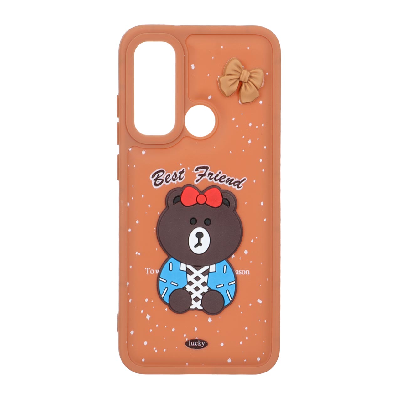 1564982 قاب پافر ساده Lucky عروسک خمیری Xiaomi Redmi Note 8 - قهوه ای - تصویر 1