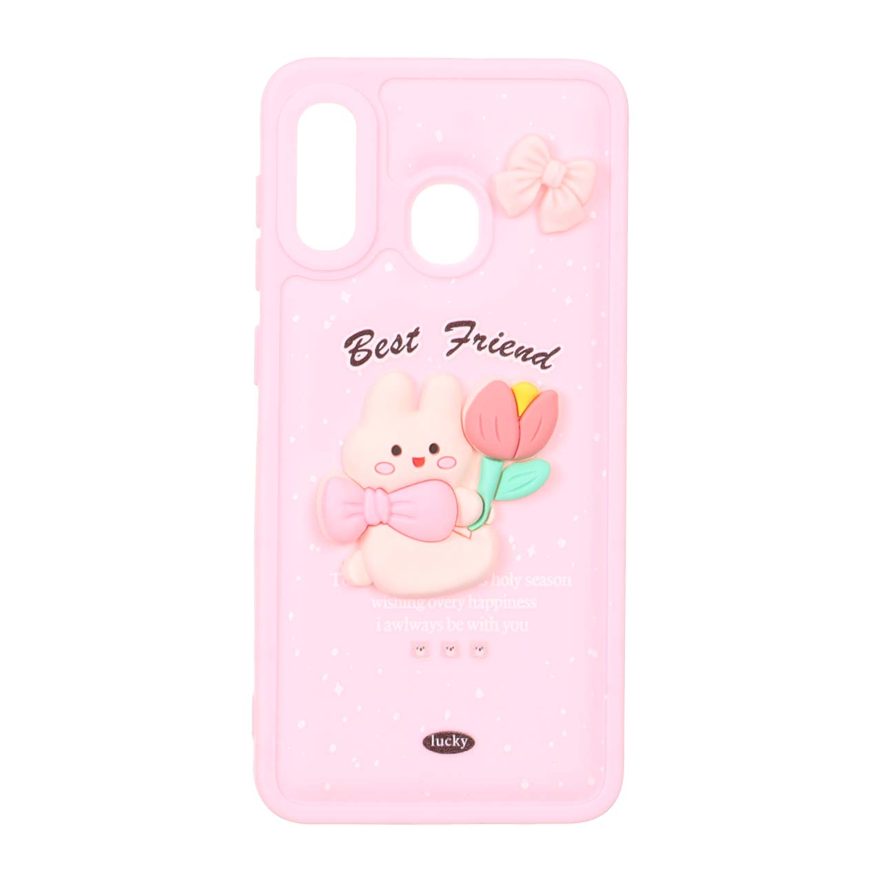 1565038 قاب پافر ساده Lucky عروسک خمیری Samsung Galaxy A30 / A20 - صورتی - تصویر 1