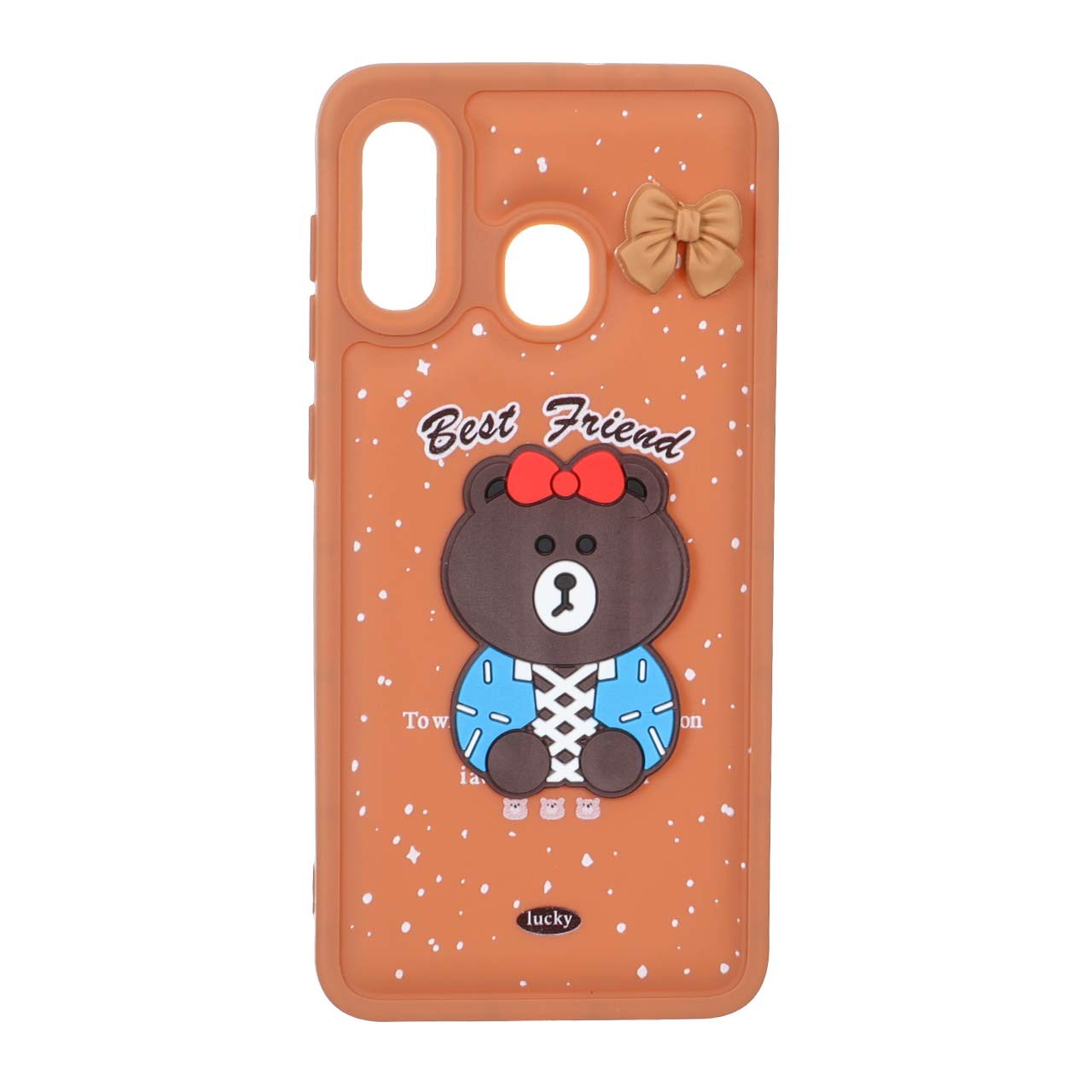 1565042 قاب پافر ساده Lucky عروسک خمیری Samsung Galaxy A30 / A20 - قهوه ای - تصویر 1