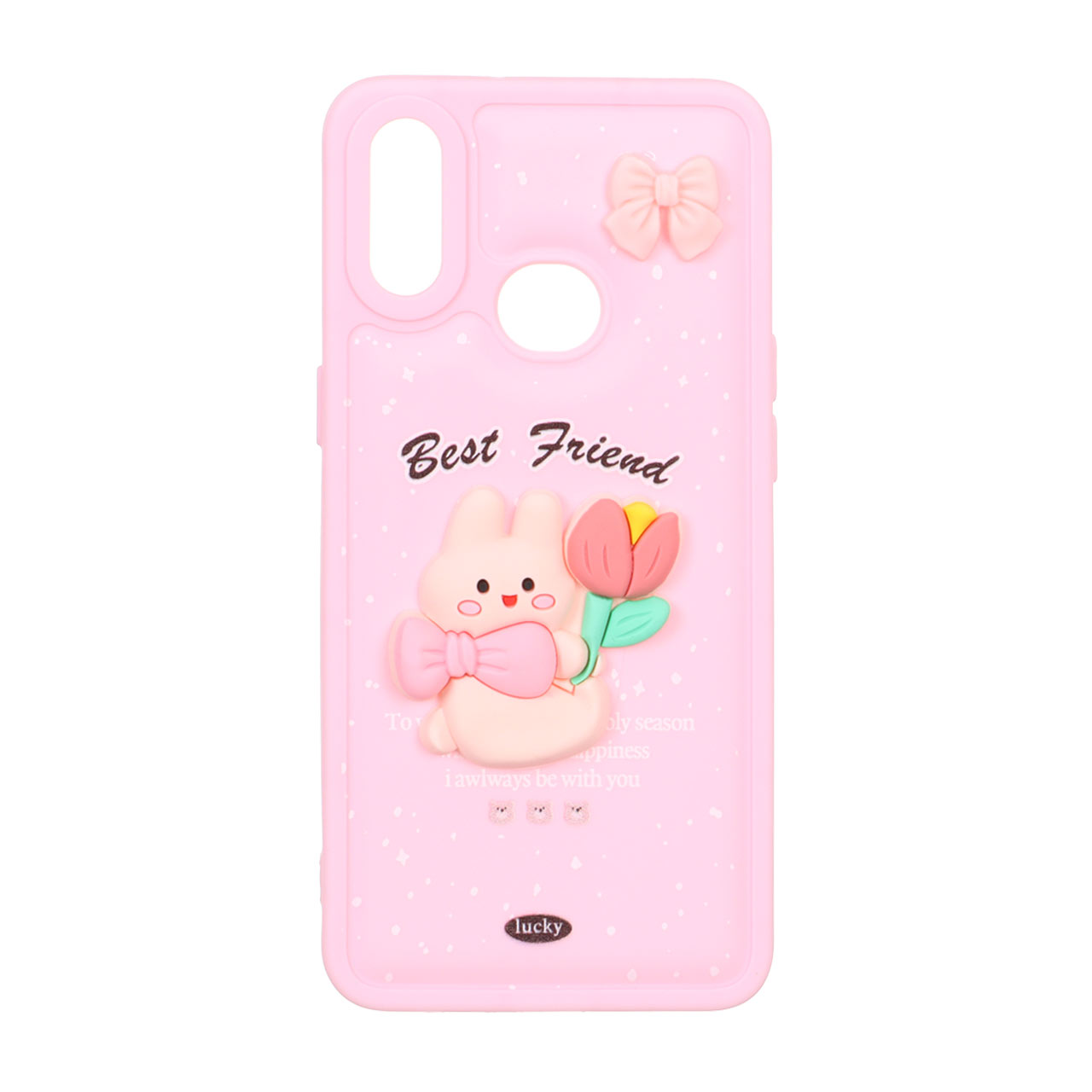 1565208 قاب پافر ساده Lucky عروسک خمیری Samsung Galaxy A10s - صورتی - تصویر 1