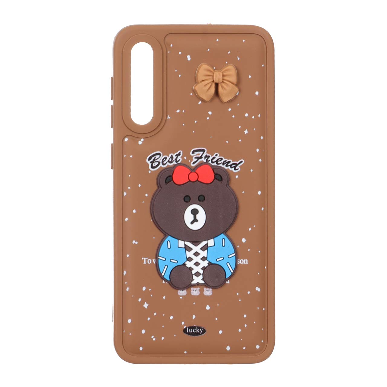 1565232 قاب پافر ساده Lucky عروسک خمیری Samsung Galaxy A50 / A50s / A30s - قهوه ای - تصویر 1