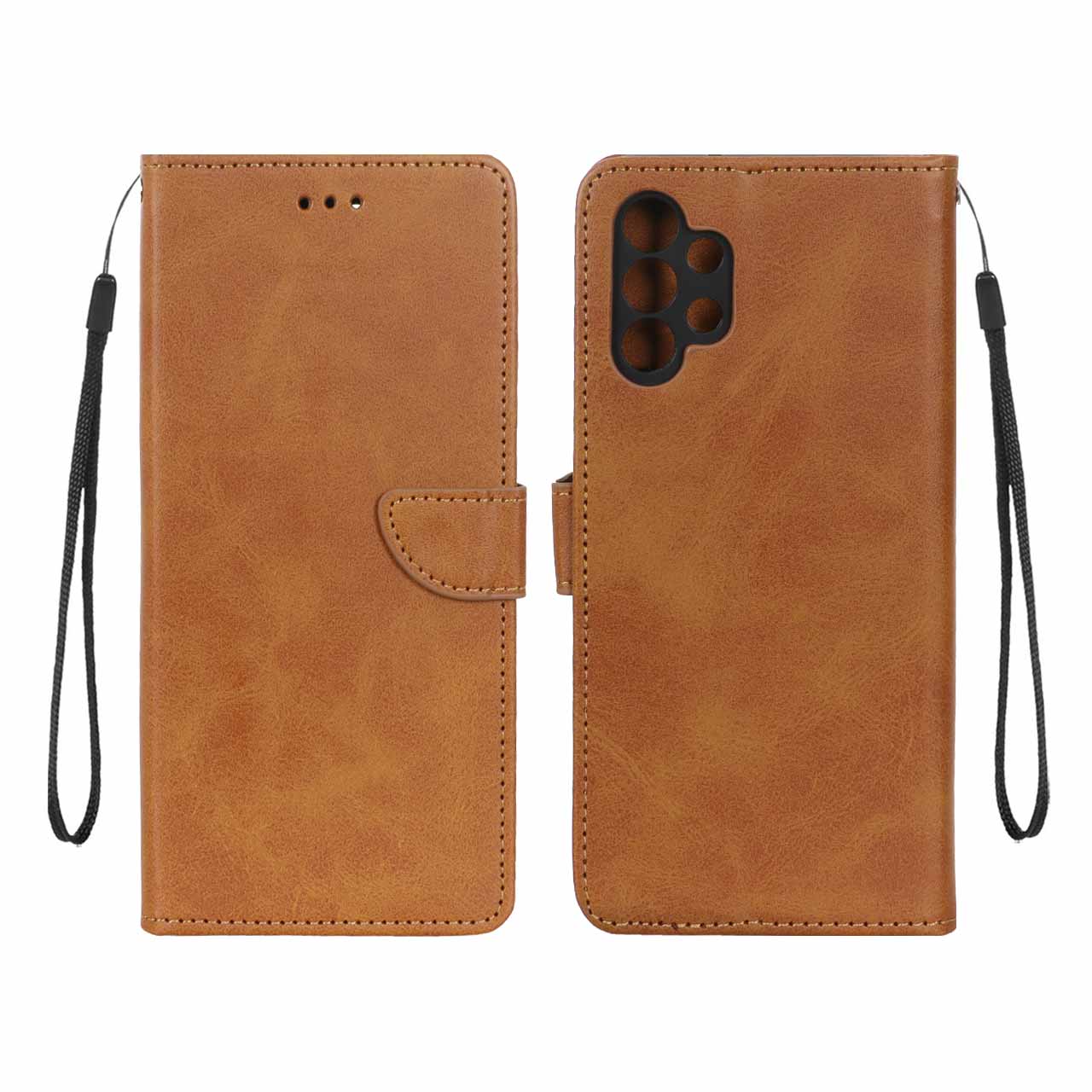 1566362 کیف چرمی موبایل مگنتی محافظ لنزدار Samsung Galaxy A13 4G - عسلی - تصویر 1