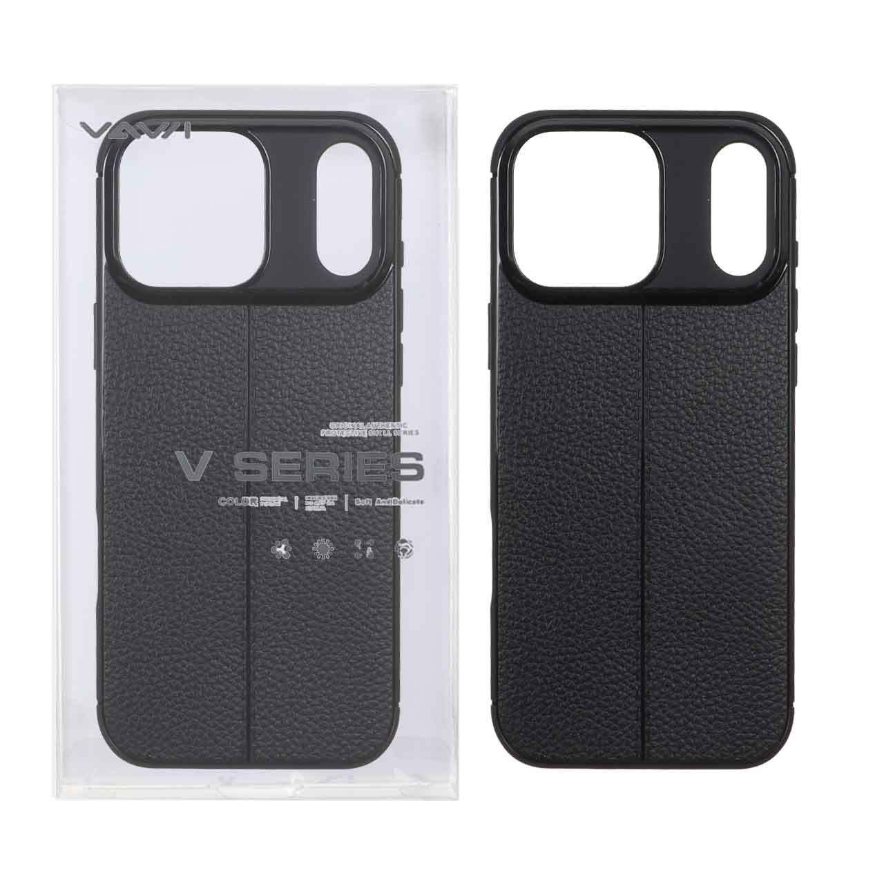 1566896 قاب چرم VAWI دور لنز براق مدل Apple iPhone 17 Pro Max - مشکی (پک دار) - تصویر 1