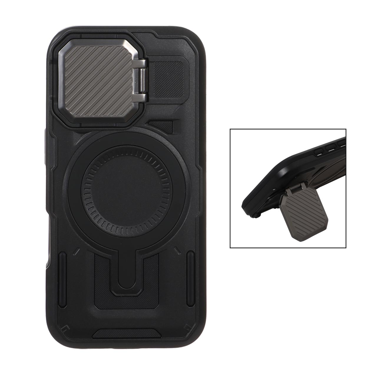 1568050 قاب Defender پشت سخت محافظ لنزدار فلزی مدل Apple iPhone 16 - مشکی - NTC - تصویر 1