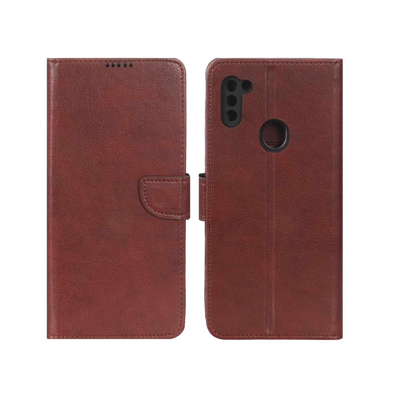 1568290 کیف چرمی موبایل مگنتی محافظ لنزدار Samsung Galaxy A11 / M11 - زرشکی - تصویر 1