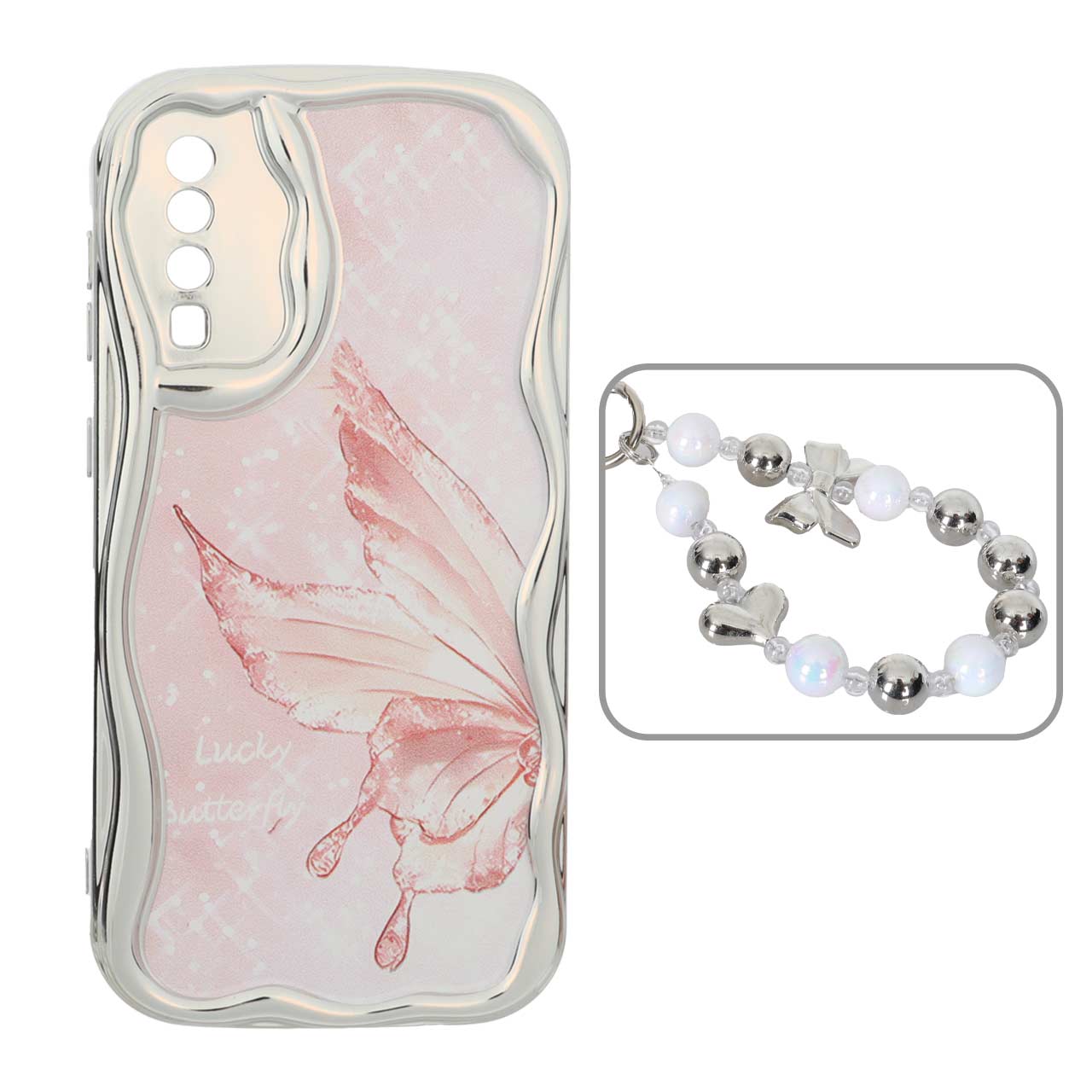 1568440 قاب کنگره ای آینه ای طرح دار با آویز مچی مرواریدی Samsung Galaxy A50 / A50s / A30s - کد 59 - تصویر 1