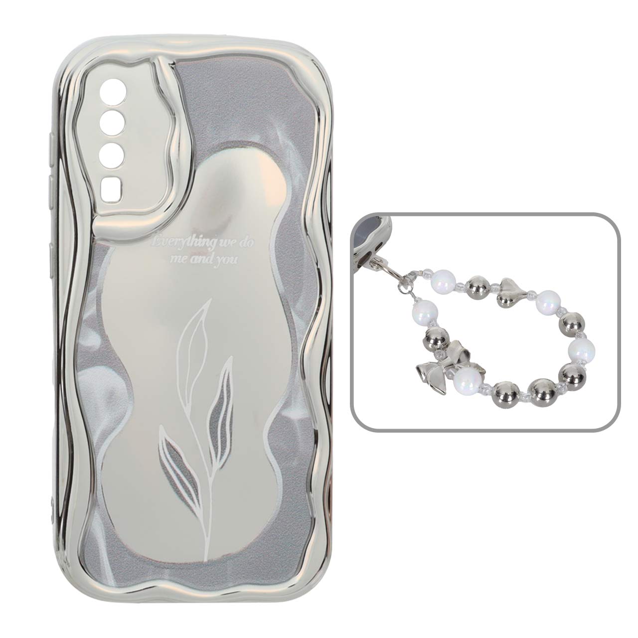 1568442 قاب کنگره ای آینه ای طرح دار با آویز مچی مرواریدی Samsung Galaxy A50 / A50s / A30s - کد 60 - تصویر 1