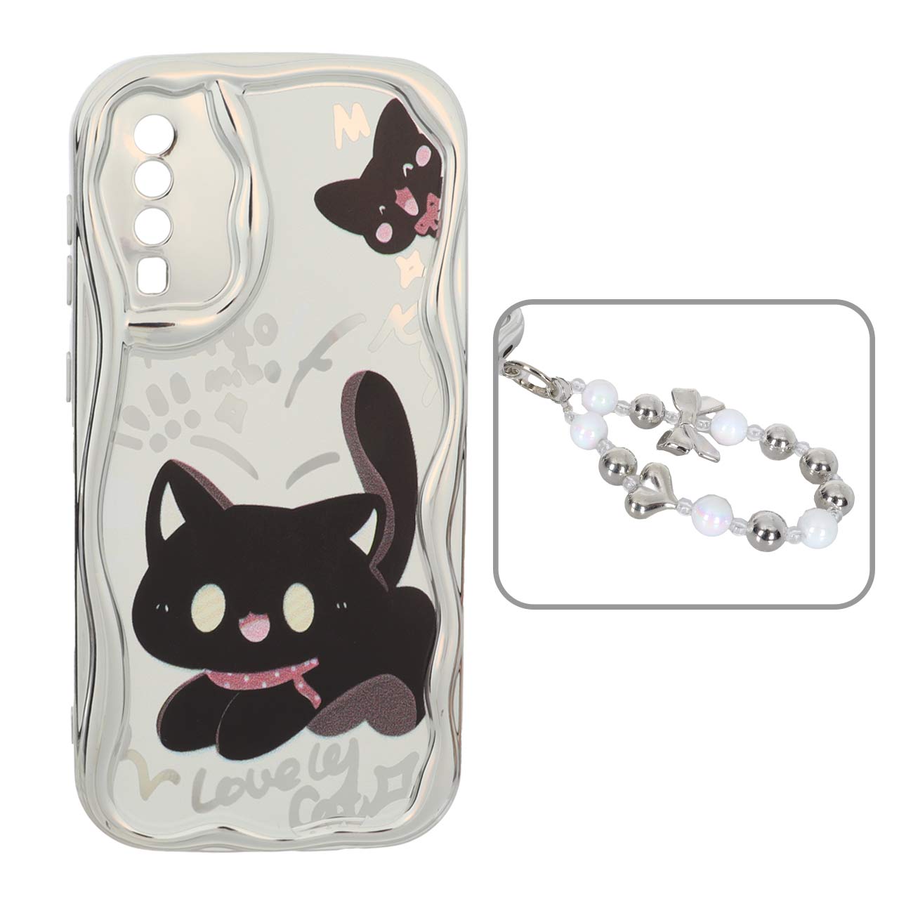 1568446 قاب کنگره ای آینه ای طرح دار با آویز مچی مرواریدی Samsung Galaxy A50 / A50s / A30s - کد 62 - تصویر 1