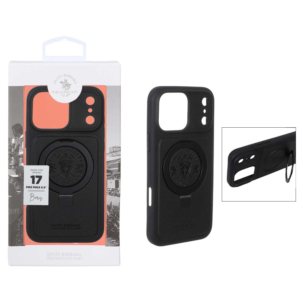 1570740 قاب اورجینال Polo Santa Barbara چرمی MagSafe استندشو Apple iPhone 17 Pro Max - مشکی (پک دار) - تصویر 1