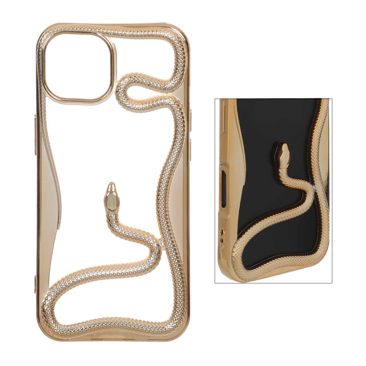 1570880 قاب الکتروپلیتینگ Snake مدل Apple iPhone 13 / iPhone 14 - طلایی - تصویر 1