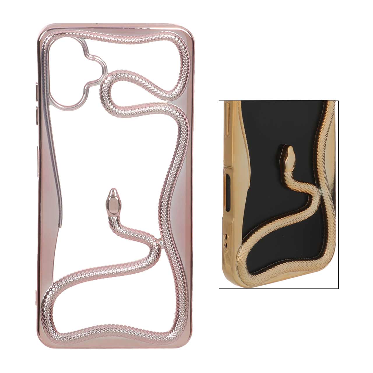 1570894 قاب الکتروپلیتینگ Snake مدل Samsung Galaxy A07 - رزگلد - تصویر 1