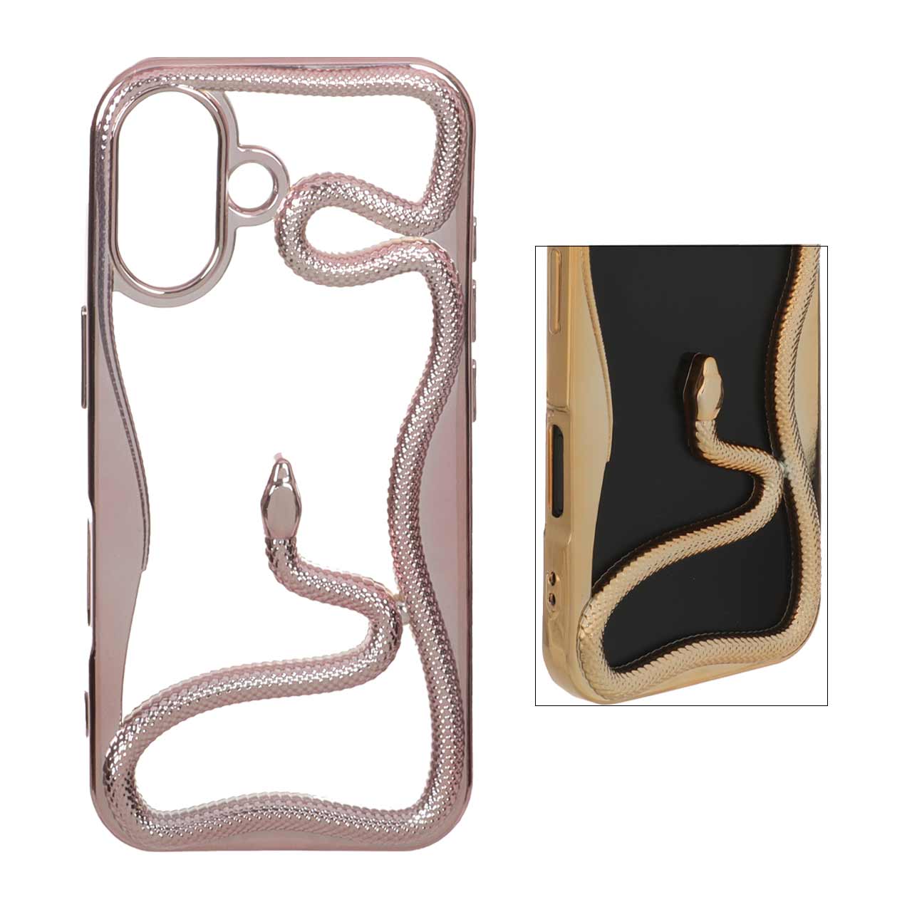 1570900 قاب الکتروپلیتینگ Snake مدل Apple iPhone 16 - رزگلد - تصویر 1