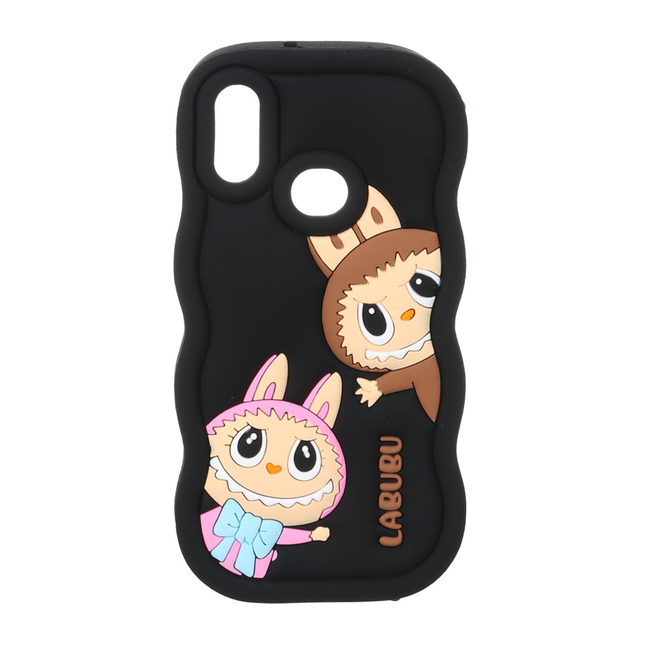 1571728 قاب سیلیکونی کنگره ای Labubu برجسته فانتزی Samsung Galaxy A10s - مشکی - تصویر 1