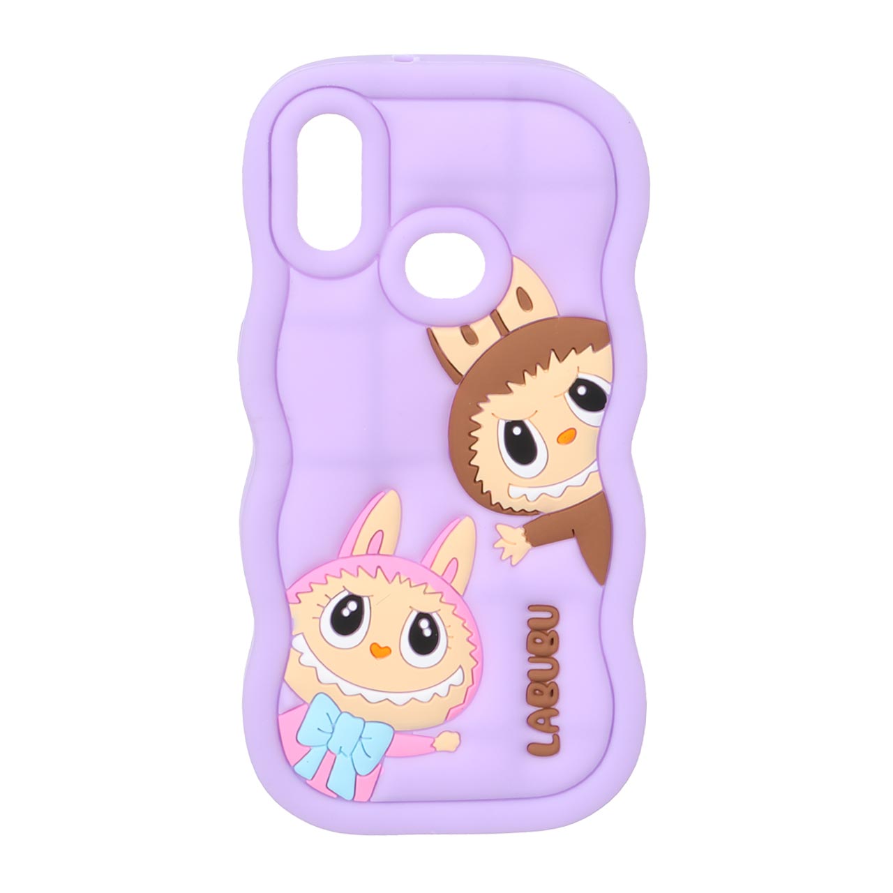 1571734 قاب سیلیکونی کنگره ای Labubu برجسته فانتزی Samsung Galaxy A10s - بنفش روشن - تصویر 1