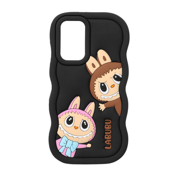 قاب سیلیکونی کنگره ای Labubu برجسته فانتزی Samsung Galaxy A13 4G / A13 5G / A23 / A04s / M13 4G / M23 / F13 - مشکی