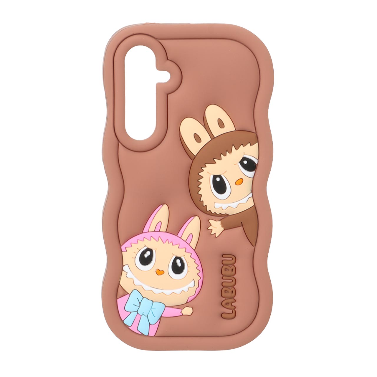 1571782 قاب سیلیکونی کنگره ای Labubu برجسته فانتزی Samsung Galaxy A35 / A55 - قهوه ای - تصویر 1