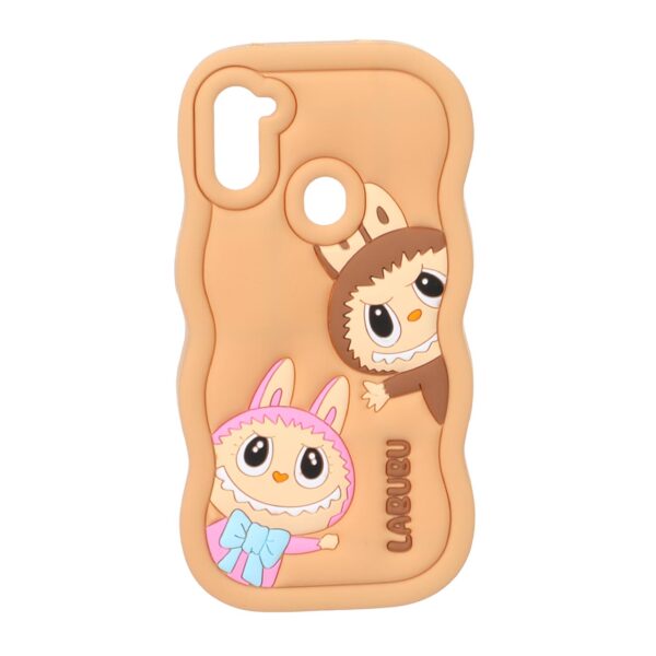 قاب سیلیکونی کنگره ای Labubu برجسته فانتزی Samsung Galaxy A11 / M11 - عسلی