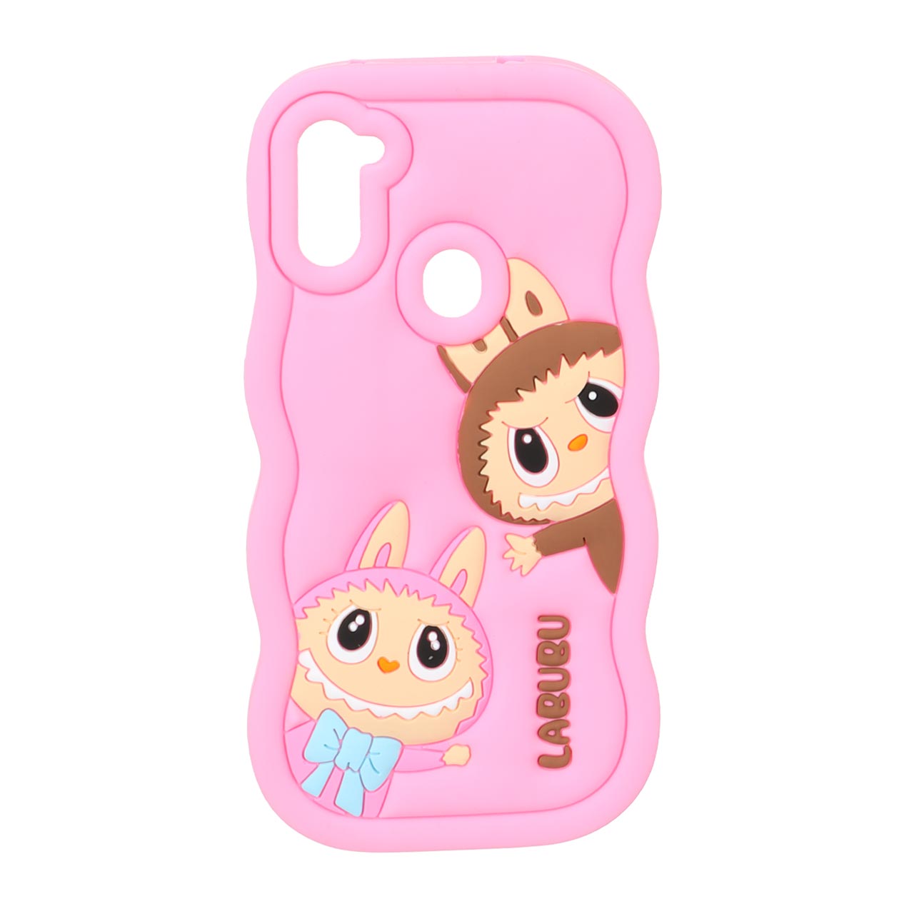 1571794 قاب سیلیکونی کنگره ای Labubu برجسته فانتزی Samsung Galaxy A11 / M11 - صورتی - تصویر 1
