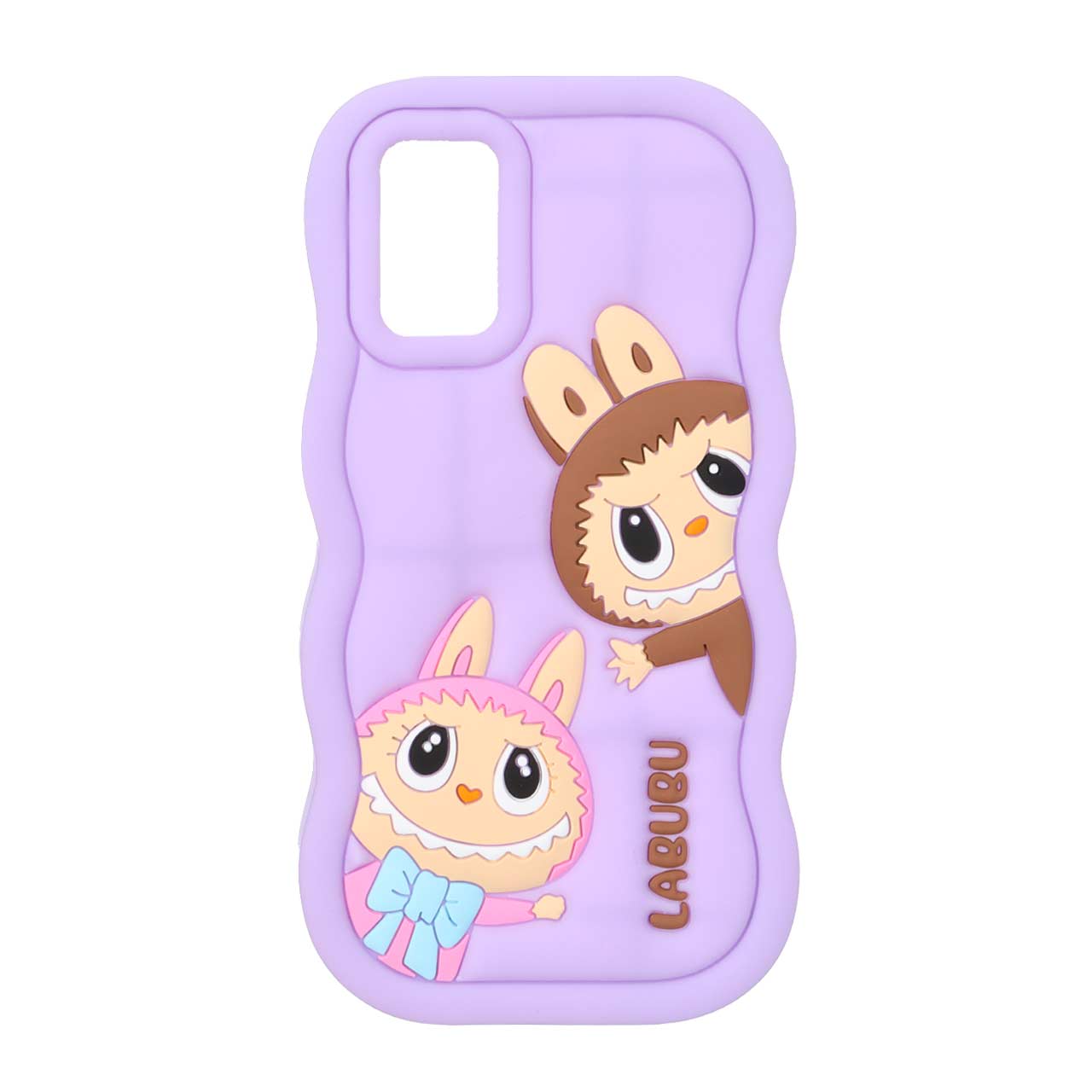 1571818 قاب سیلیکونی کنگره ای Labubu برجسته فانتزی Samsung Galaxy A03s / A02s / M02s / F02s - بنفش روشن - تصویر 1