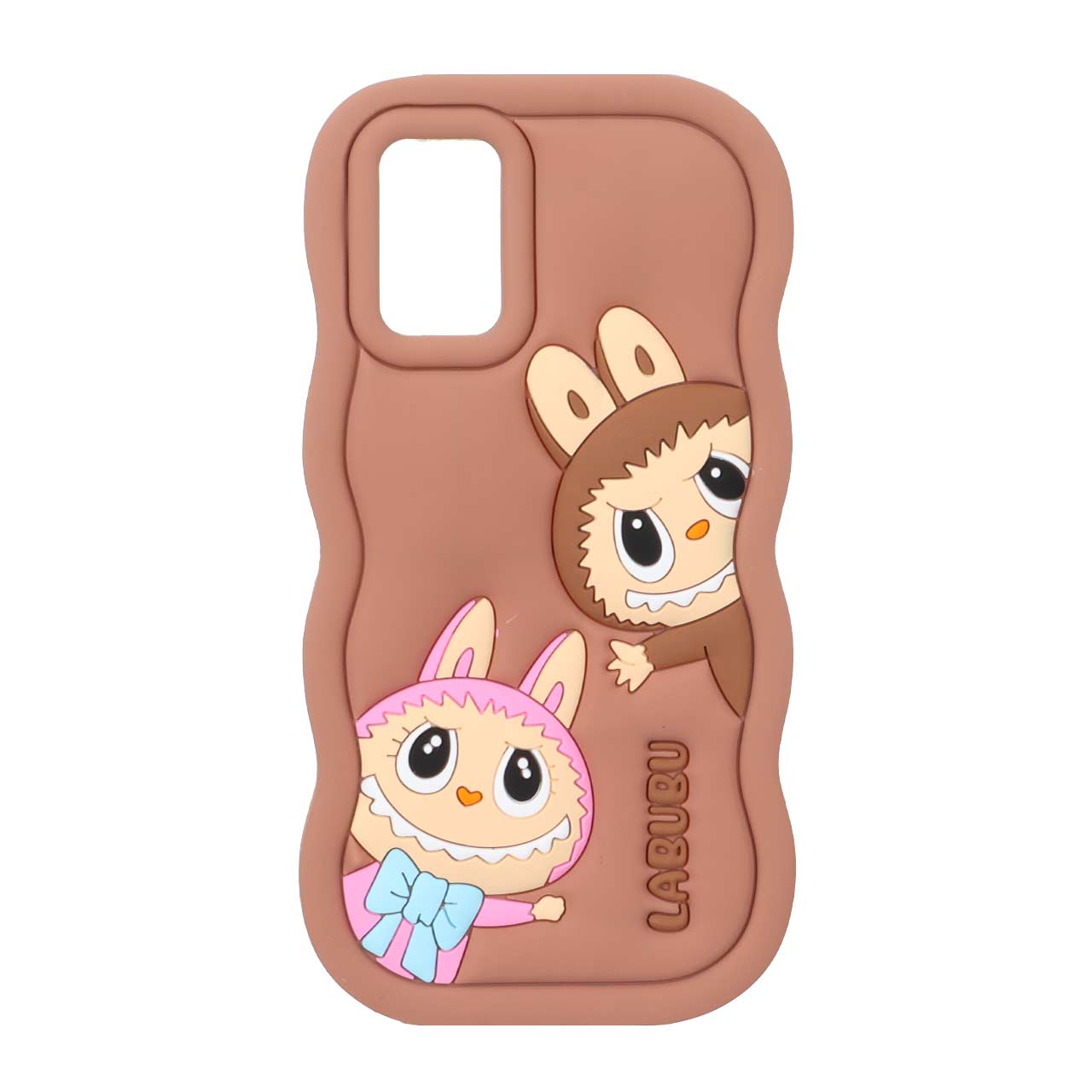 1571824 قاب سیلیکونی کنگره ای Labubu برجسته فانتزی Samsung Galaxy A03s / A02s / M02s / F02s - قهوه ای - تصویر 1