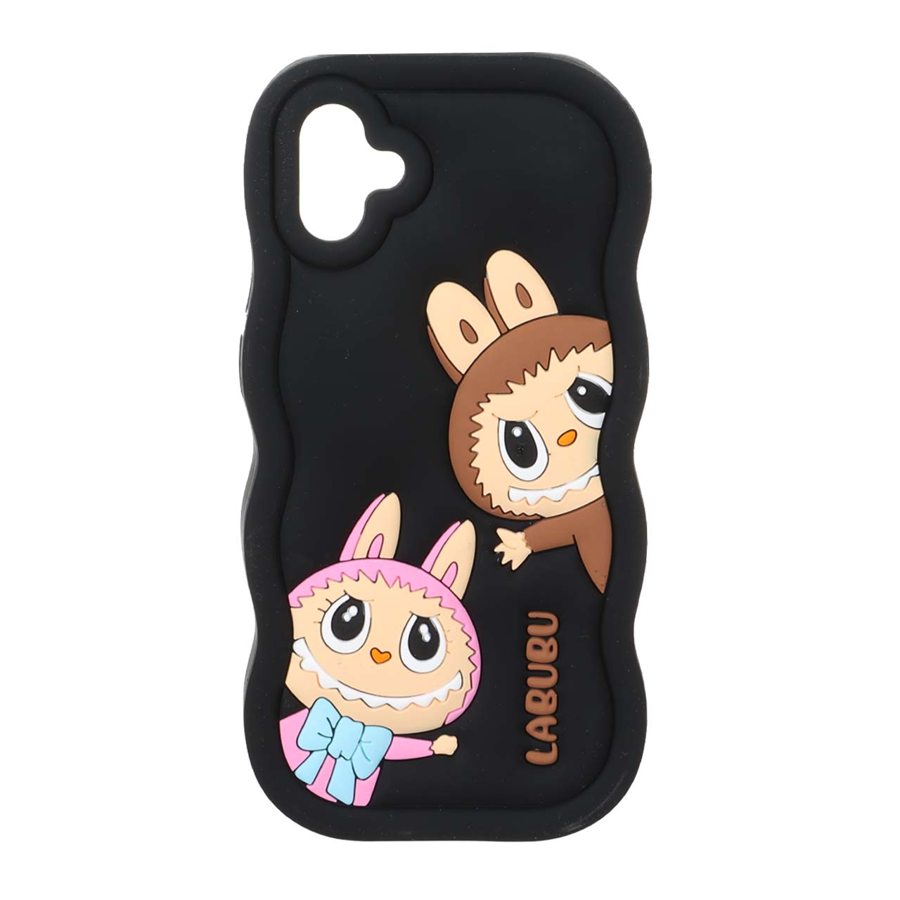 1571826 قاب سیلیکونی کنگره ای Labubu برجسته فانتزی Samsung Galaxy A04 / A04e / F04 - مشکی - تصویر 1