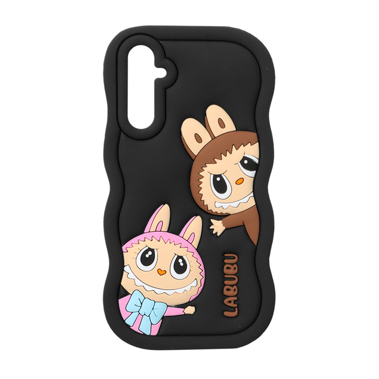 1571924 قاب سیلیکونی کنگره ای Labubu برجسته فانتزی Samsung Galaxy A05s / M14 / F14 - مشکی - تصویر 1