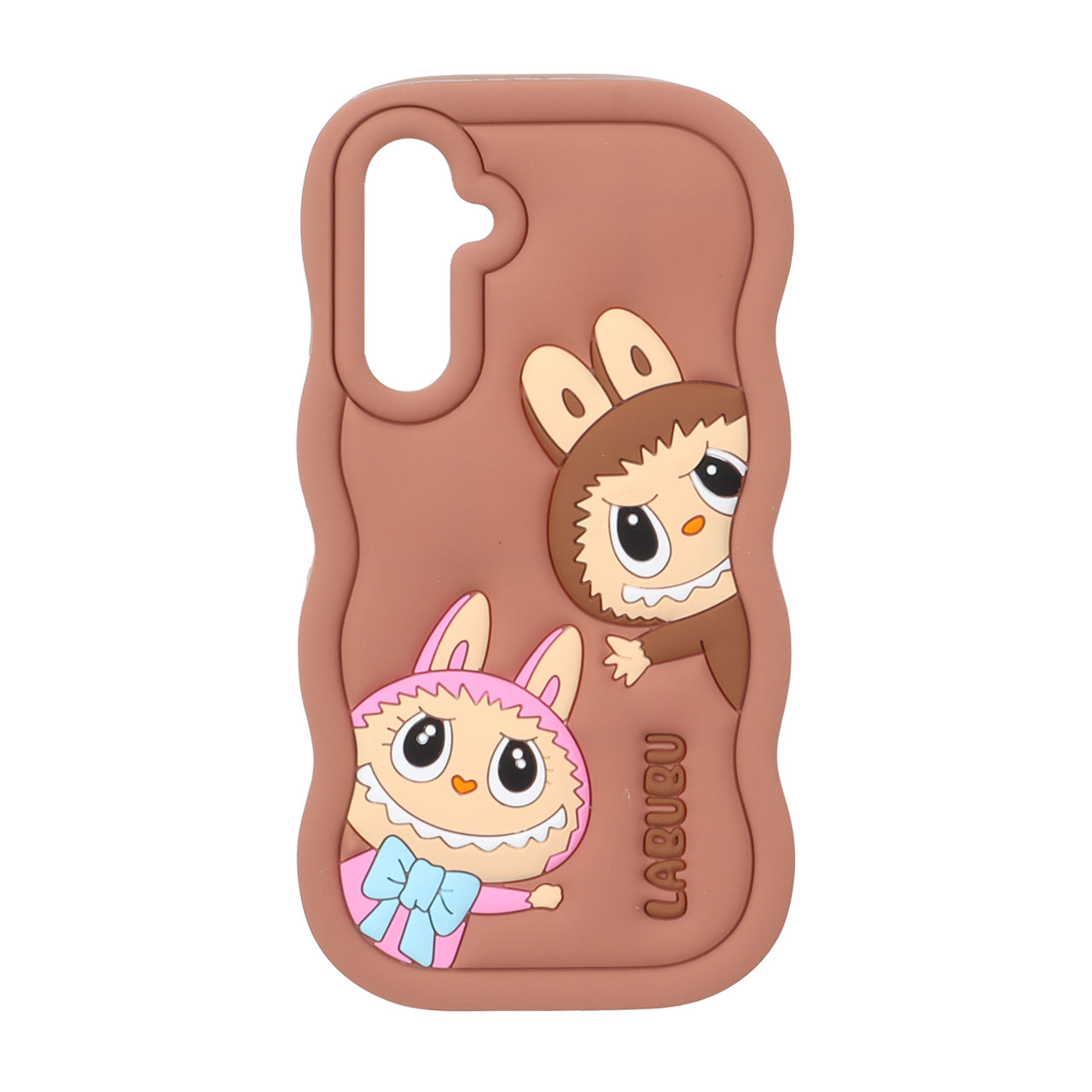 1572006 قاب سیلیکونی کنگره ای Labubu برجسته فانتزی Samsung Galaxy A15 / A25 / F15 / M15 - قهوه ای - تصویر 1