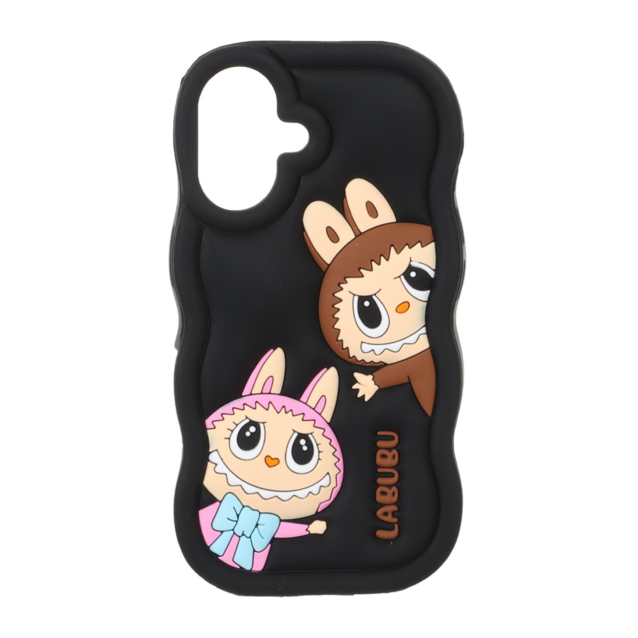 1572050 قاب سیلیکونی کنگره ای Labubu برجسته فانتزی Apple iPhone 16 - مشکی - تصویر 1