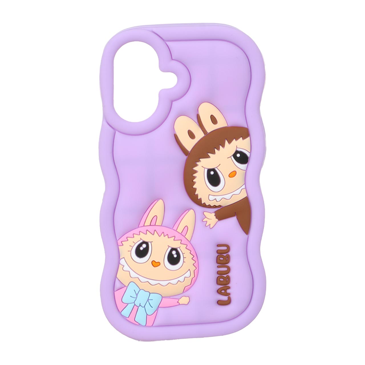 1572056 قاب سیلیکونی کنگره ای Labubu برجسته فانتزی Apple iPhone 16 - بنفش روشن - تصویر 1