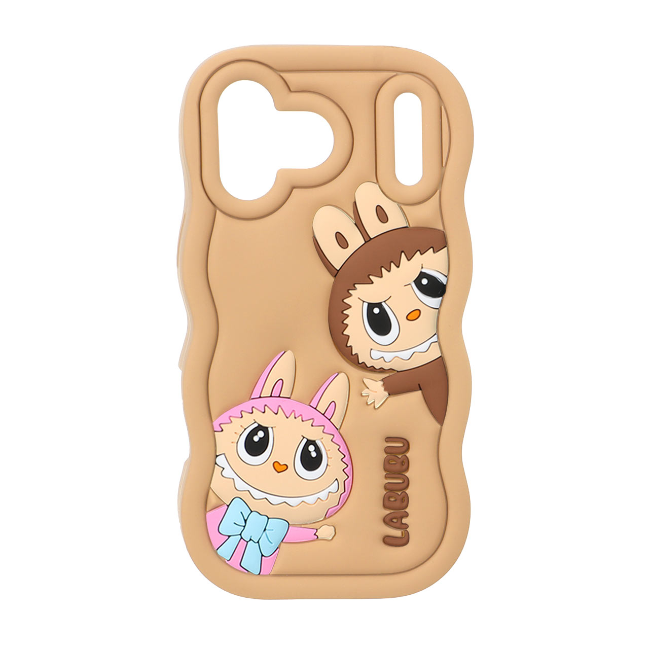 1572100 قاب سیلیکونی کنگره ای Labubu برجسته فانتزی Apple iPhone 17 Pro Max - عسلی - تصویر 1