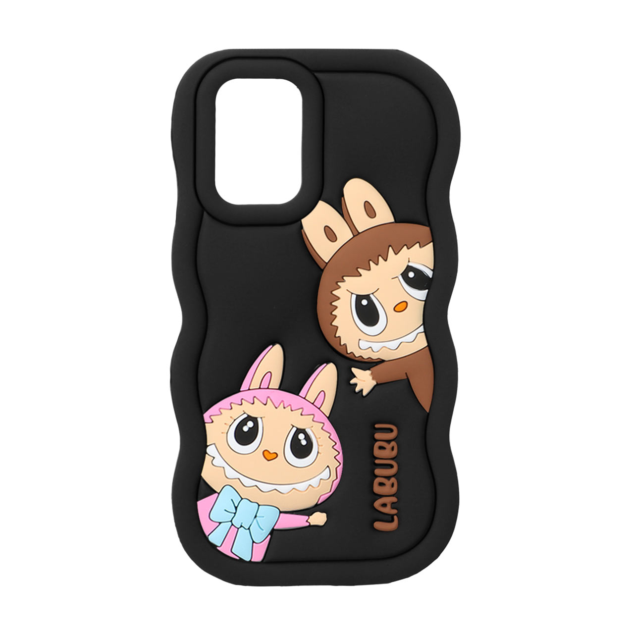 1572190 قاب سیلیکونی کنگره ای Labubu برجسته فانتزی Xiaomi Redmi Note 10 4G / Redmi Note 10S / Poco M5S - مشکی - تصویر 1