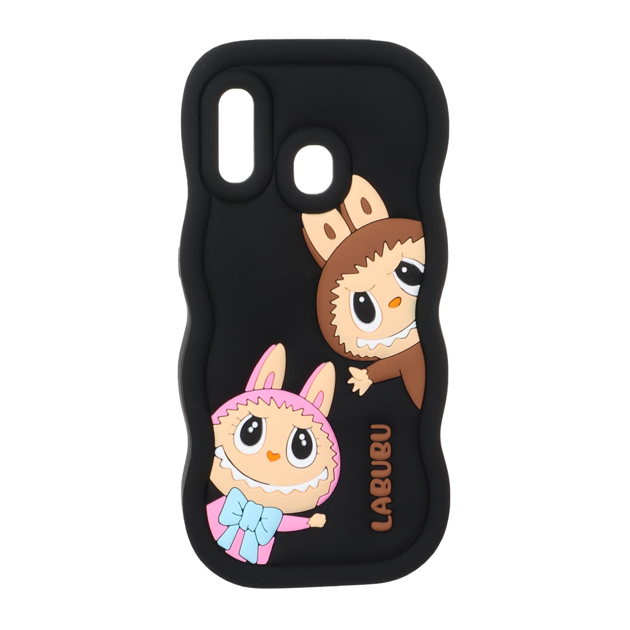1572256 قاب سیلیکونی کنگره ای Labubu برجسته فانتزی Samsung Galaxy A30 / A20 / M10s - مشکی - تصویر 1