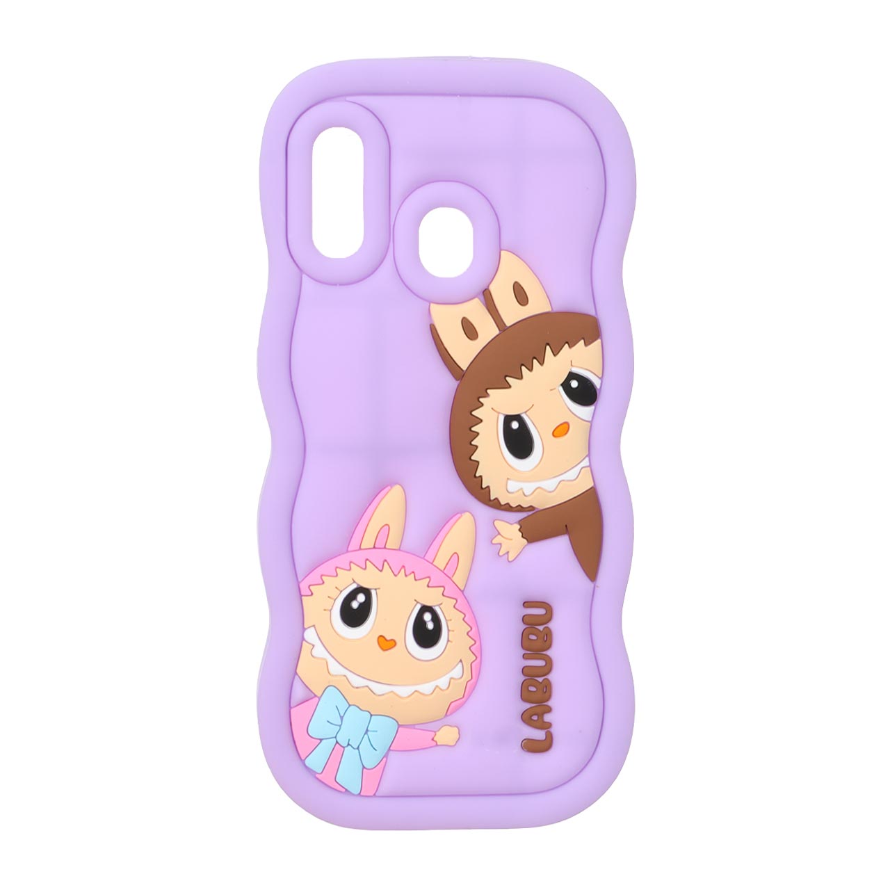 1572260 قاب سیلیکونی کنگره ای Labubu برجسته فانتزی Samsung Galaxy A30 / A20 / M10s - بنفش روشن - تصویر 1