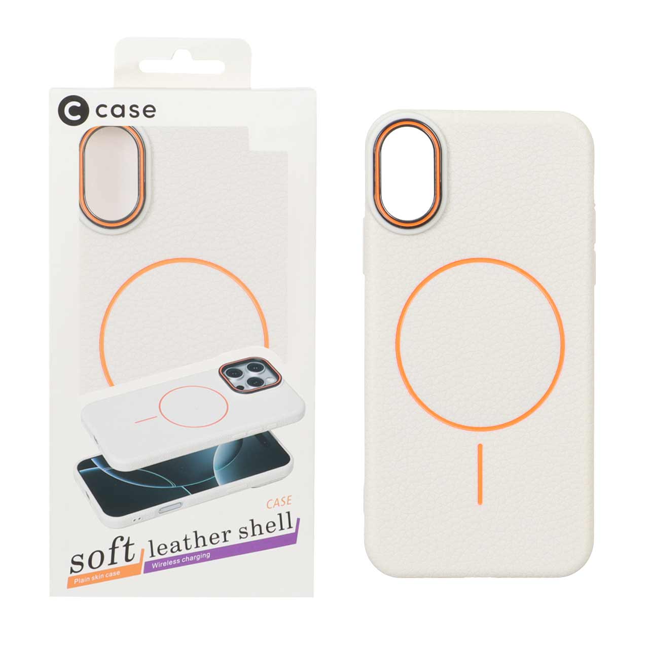 1572338 قاب اورجینال C Case طرح چرم MagSafe مدل Apple iPhone X / iPhone XS - کرم (پک دار) - تصویر 1