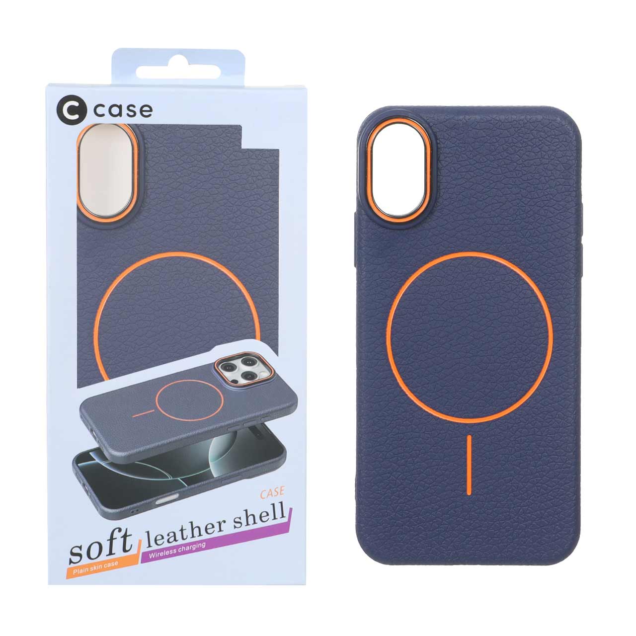 1572340 قاب اورجینال C Case طرح چرم MagSafe مدل Apple iPhone X / iPhone XS - سرمه ای (پک دار) - تصویر 1