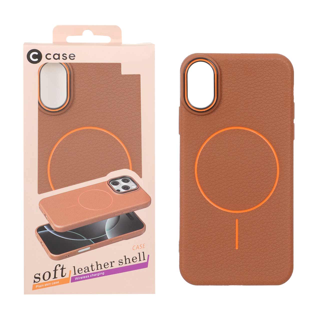 1572342 قاب اورجینال C Case طرح چرم MagSafe مدل Apple iPhone X / iPhone XS - قهوه ای (پک دار) - تصویر 1